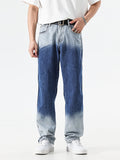 Washed Gradient Straight-Leg Jeans