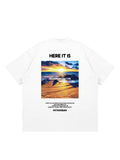 Loose-Fitting Sunset Beach Print T-Shirt