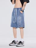 Casual Washed Drawstring Denim Shorts