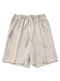 Retro Solid Color Drawstring Shorts