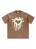 Retro Washed Cotton Foam Heart T-Shirt