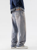 Retro Solid Color Straight-Leg Jeans