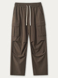 Solid Color Pleated Paratrooper Cargo Pants