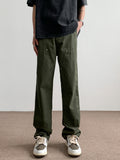 Stitched Studded Slacks Solid Color Cargo Pants
