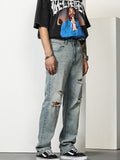 Retro Ripped Patched Washed Jeans