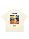 Loose-Fitting Sunset Beach Print T-Shirt