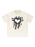 Retro Washed Cotton Foam Heart T-Shirt