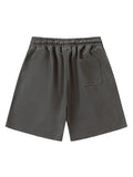 Retro Washed Holed Solid Color Drawstring Shorts