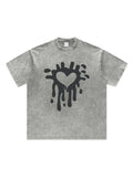 Retro Washed Cotton Foam Heart T-Shirt