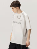 Letter Print Contrast Color Washed T-Shirt