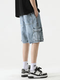 Cargo Drawstring Pocket Denim Shorts