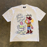 220G breathable regular shoulder style! Unique street graffiti design couple's store half-sleeve tops