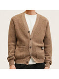 Men'S V-Neck Thickened Cardigan Sweater