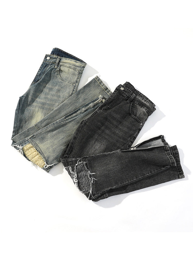 Men'S Zip Ripped Jeans