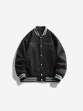 Suede Embroidery Bomber Jacket