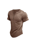 Men'S Solid Color T-Shirts With Button Closure