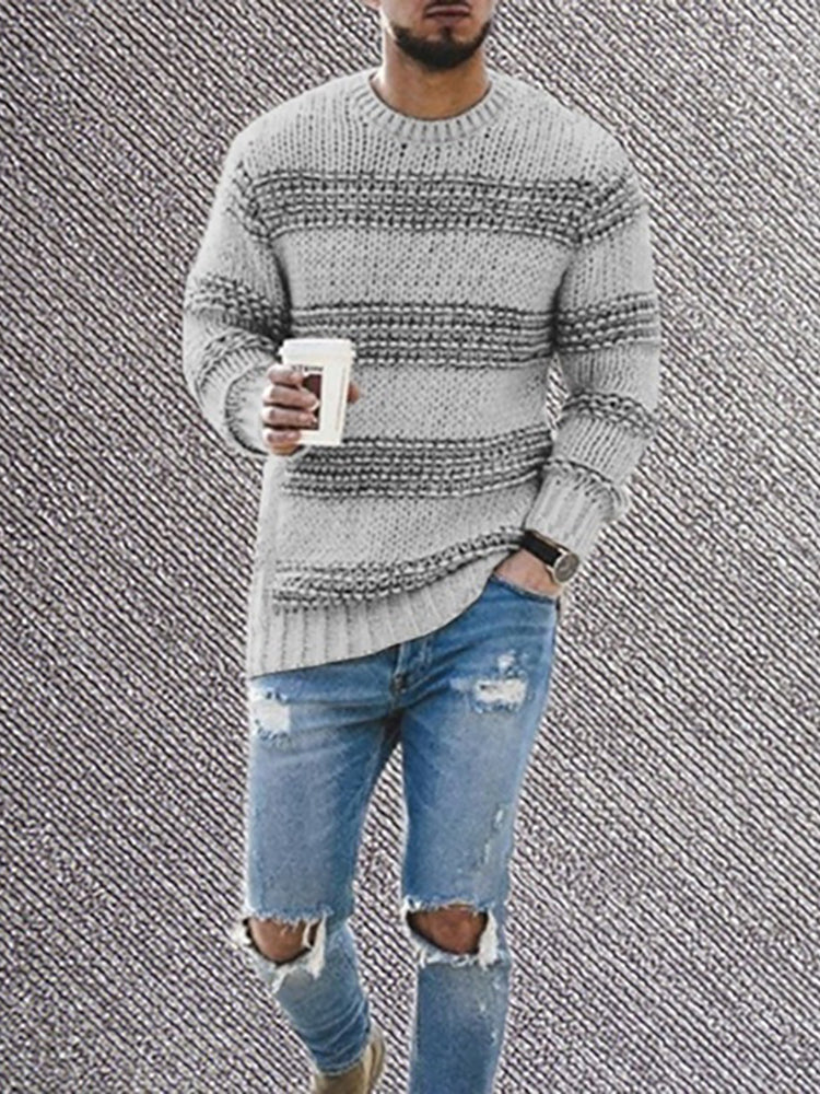 Striped Crew Neck Knitted Sweater