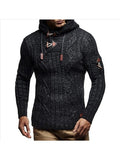 Men'S Knit Hooded Button Sweater