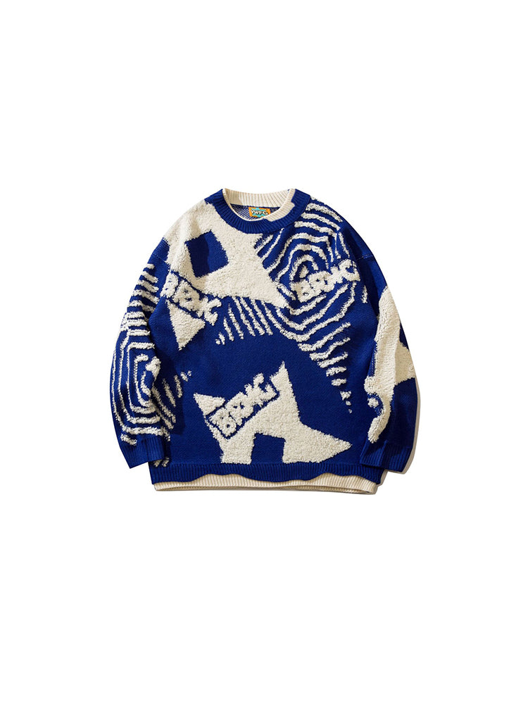 Vintage Jacquard Crew Neck Sweater