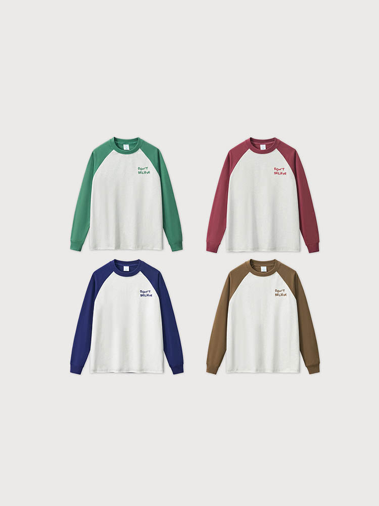 Men'S Raglan-Sleeves T-Shirts With Embroidery