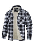 Fleece Jacket Lapel Single Breasted Plaid Lambswool Coat