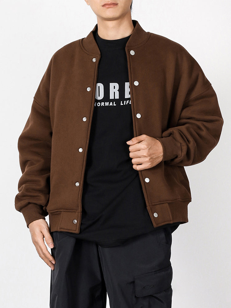 Thickened Solid Colour Bomber Jacket