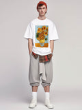 Men'S Loose T-Shirts With An Oil Sunflower Print