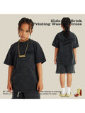 Kids' Short Sleeve Vintage Loose Washed Patterned Tees