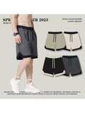 Men'S Spliced Cropped Shorts