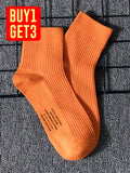 Three Pairs Alphabet Socks Fluorescent Cotton Striped Sports Recreational Men'S Socks