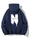 Letter Print Hooded Sweatshirt Men'S Street Fashion Straight Cotton Hoodie