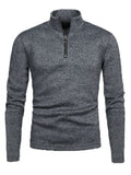 Men'S Sweatshirt Zip Solid Colour Turtleneck Bottoming Jacket