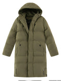 Solid Color Long Hooded Quilted Coats