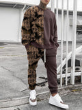 Casual Contrast Color Print HoodieSets