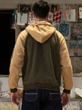 Retro Contrast Color Hoodies Jacket