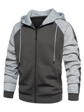 Retro Contrast Color Hoodies Jacket