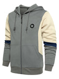 Retro Contrast Color Hoodies Jacket