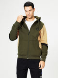 Retro Contrast Color Hoodies Jacket