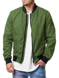 Solid Color Zipper Bomber Jacket