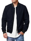 Solid Color Zipper Bomber Jacket