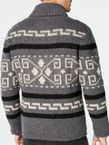 Lapel Jacquard Knitted Cardigan Sweater