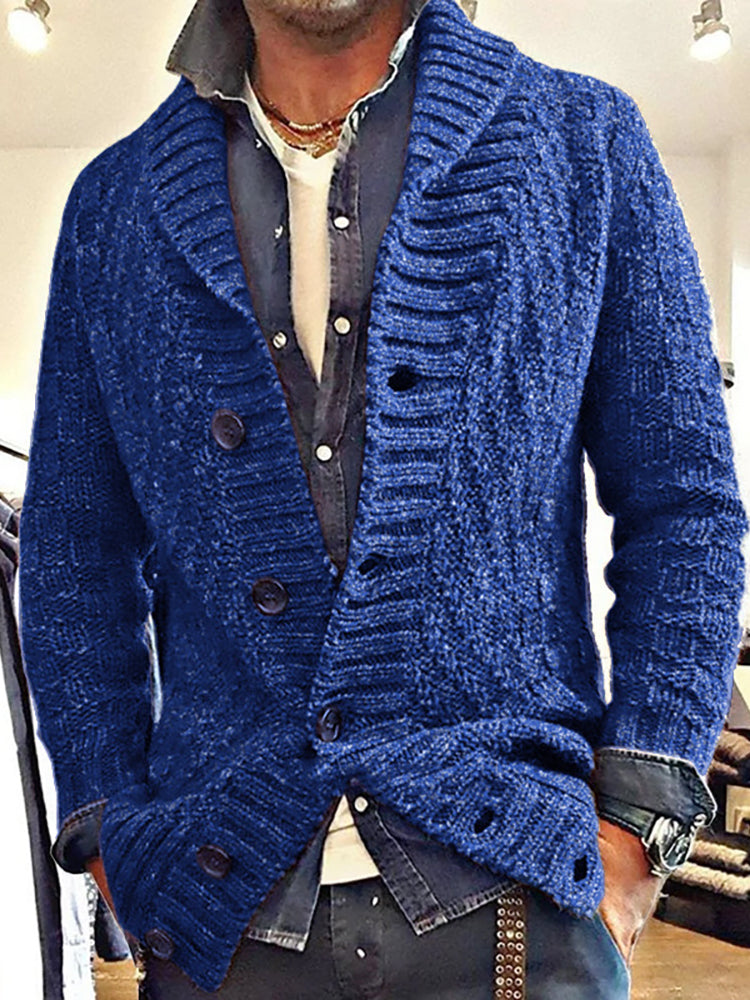 Lapel Button Knitted Cardigan Sweater