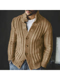 Lapel Single-Breasted Knitted Cardigan Sweater