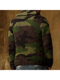 Camouflage Jacquard Lapel Cardigan Sweater