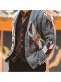 Casual Jacquard Lapel Cardigan Sweater