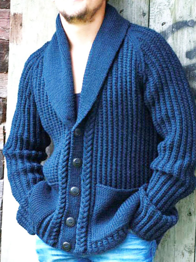 Retro Solid Color Lapel Cardigan Sweater