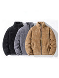 Corduroy Fleece Lapel Quilted Coats
