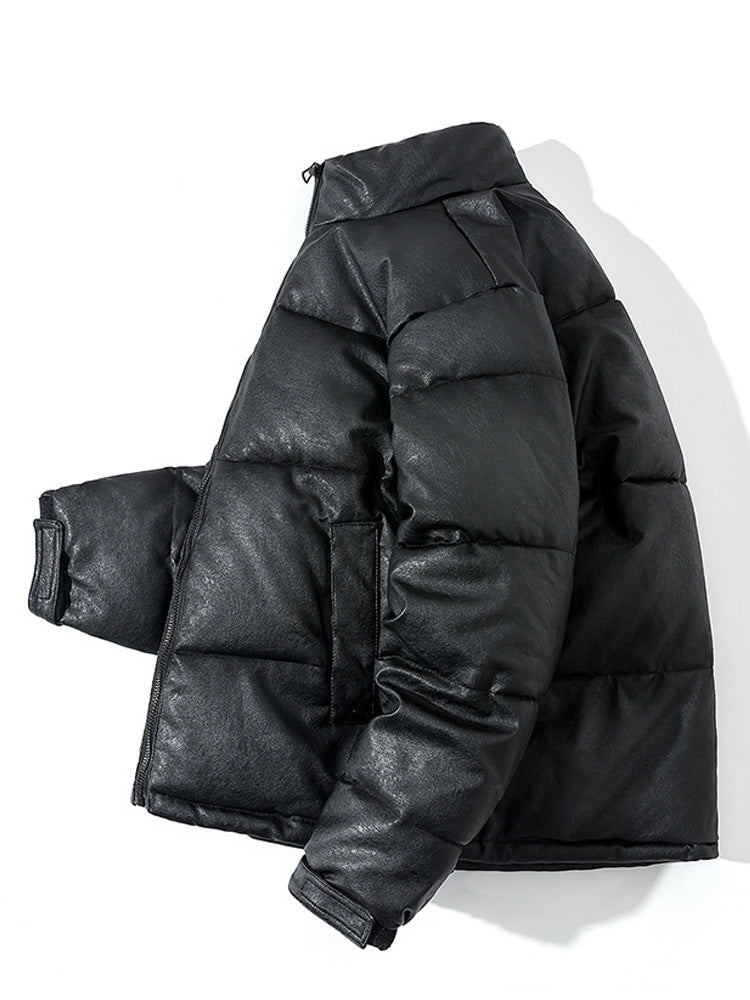 Stand-Up Collar Pu Thickened Warm Quilted Coats