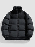 Contrast Color Lattice Stand-Collar Quilted Coats