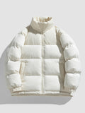 Contrast Color Lattice Stand-Collar Quilted Coats